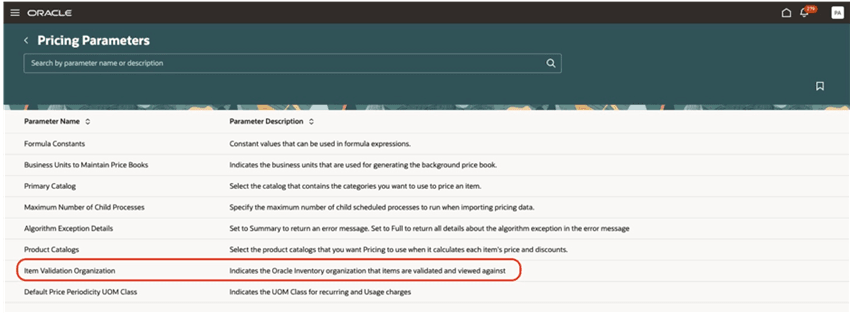 Select pricing parameter
