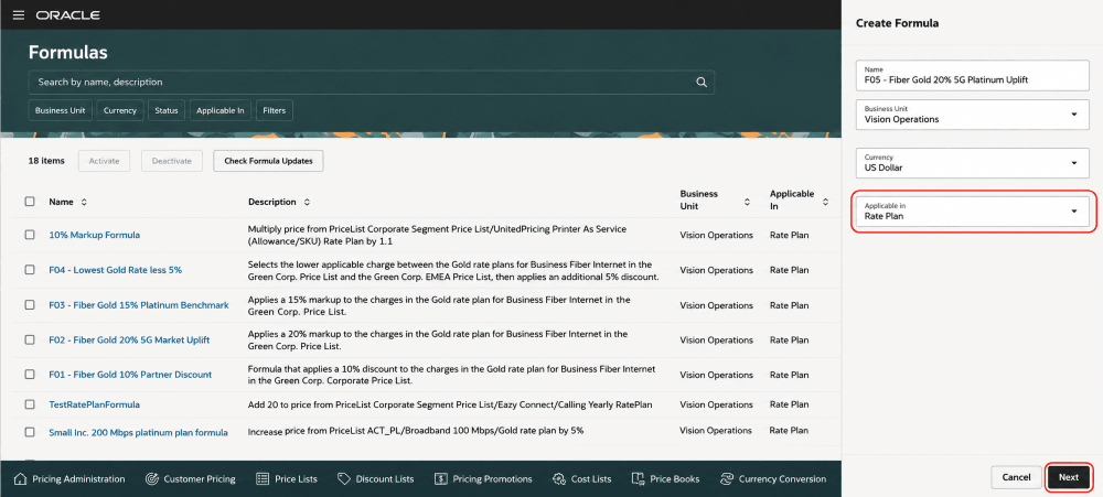Create formula panel showing all required fields