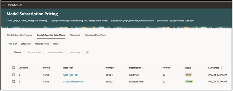 Model Subscription Pricing View