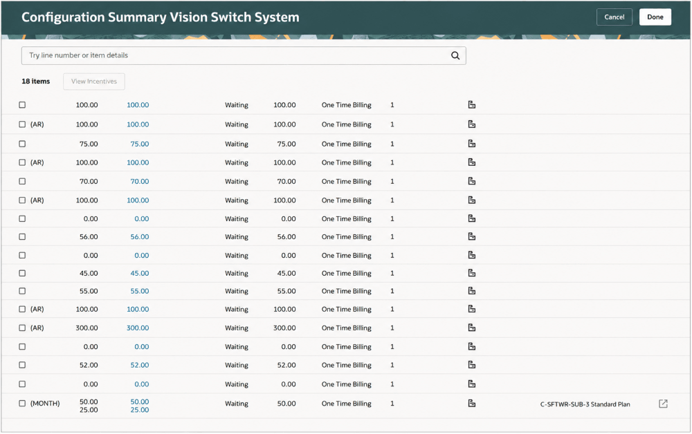 Configuration summary view - rate plan access