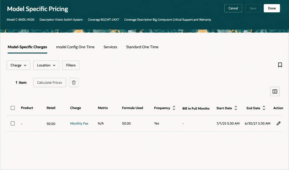 Model-specific subscription pricing