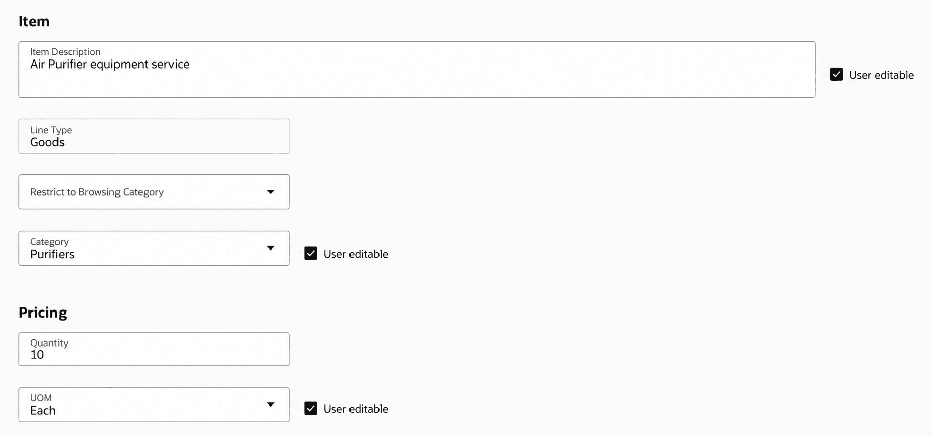 Add pricing and purchase details to smart form
