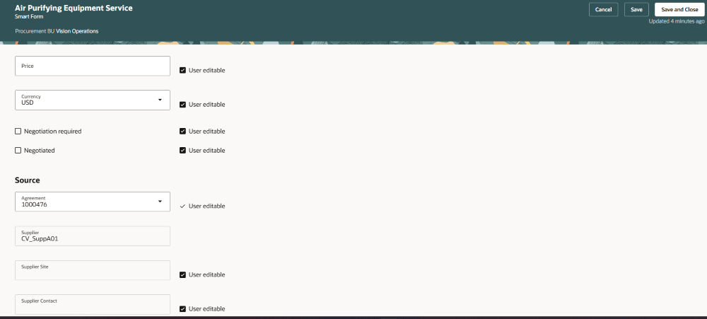 Add sourcing information to smart form