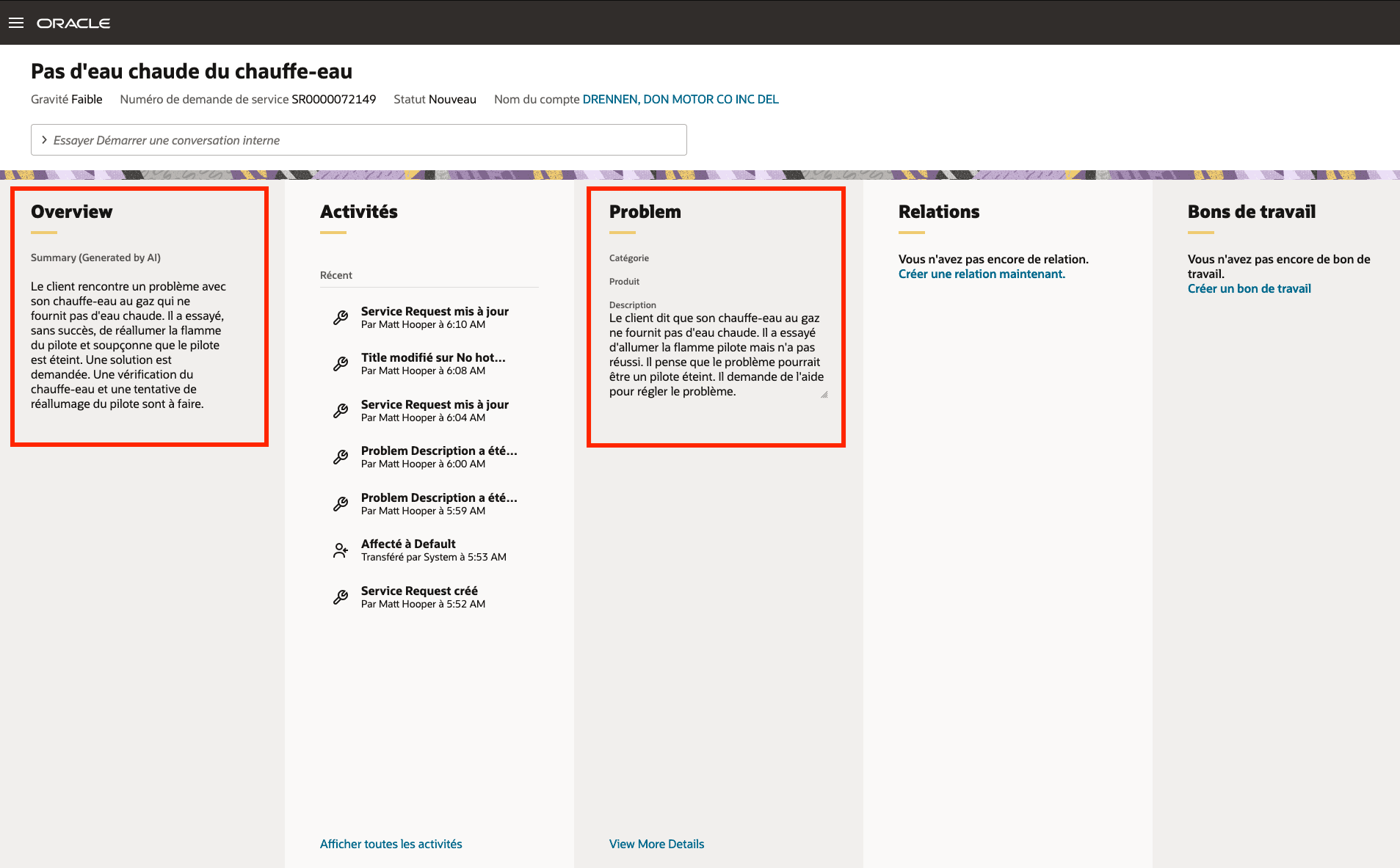 SR Summaries displayed in French