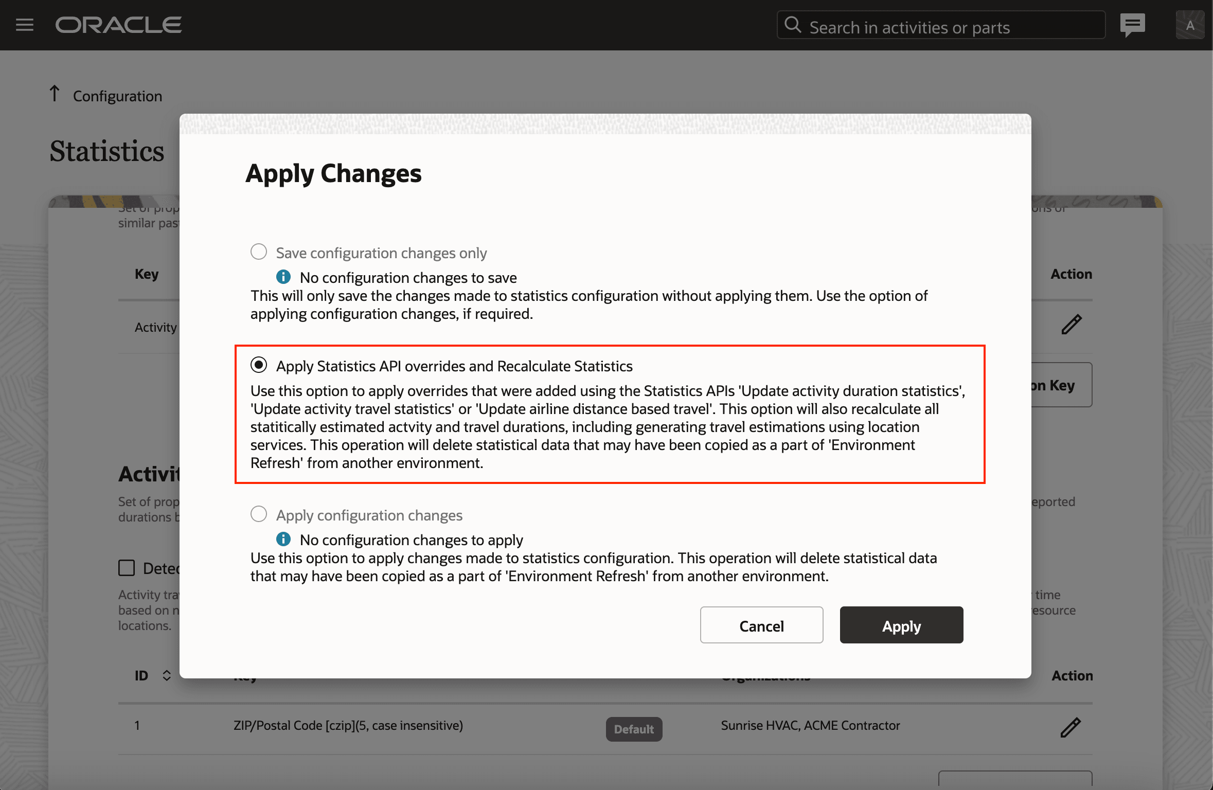 Apply Statistics API Overrides and Recalculate Statistics