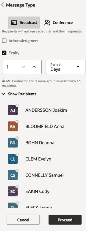 Collapsible participant list