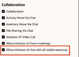 Enabling Allow initiation of chat with all visible resources