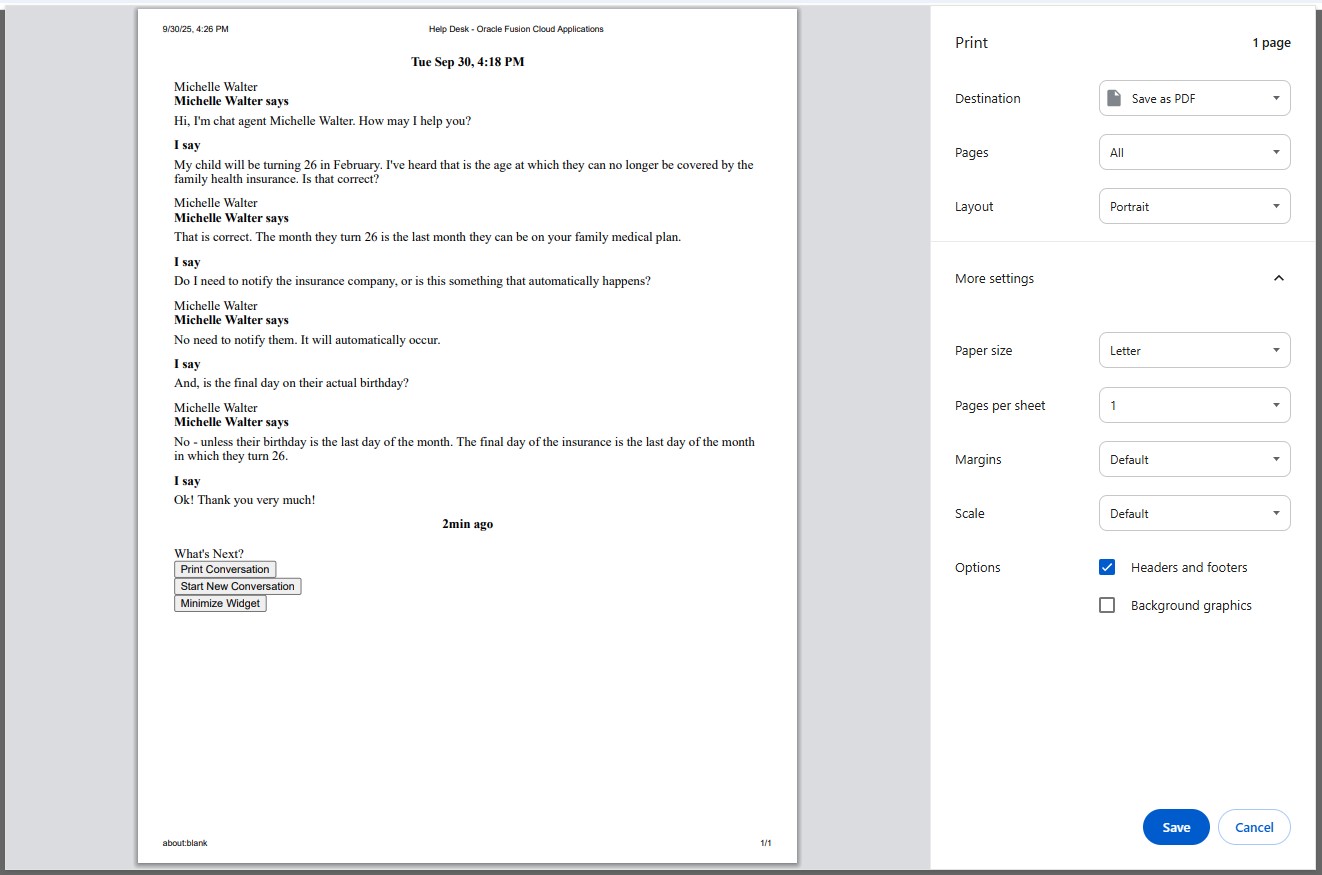 Chat Print Preview