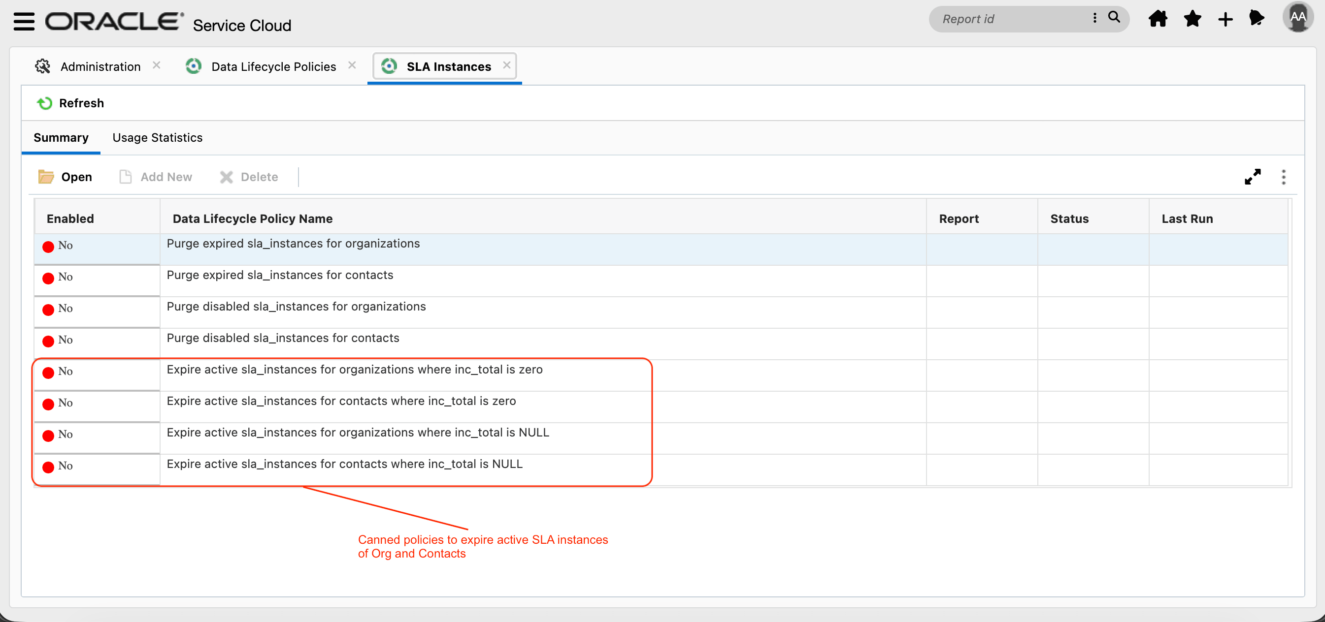 Expire SLA Instances of Contacts and Organizations