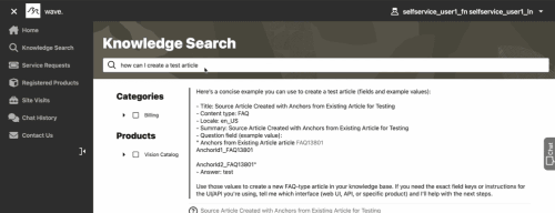 Example of Top Answer generated on top of Search Results List