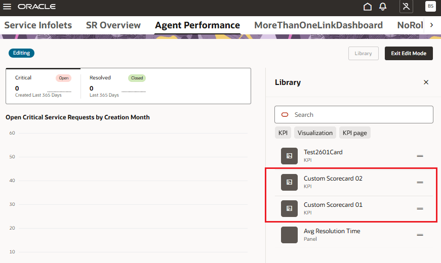Custom Scorecards listed for selection