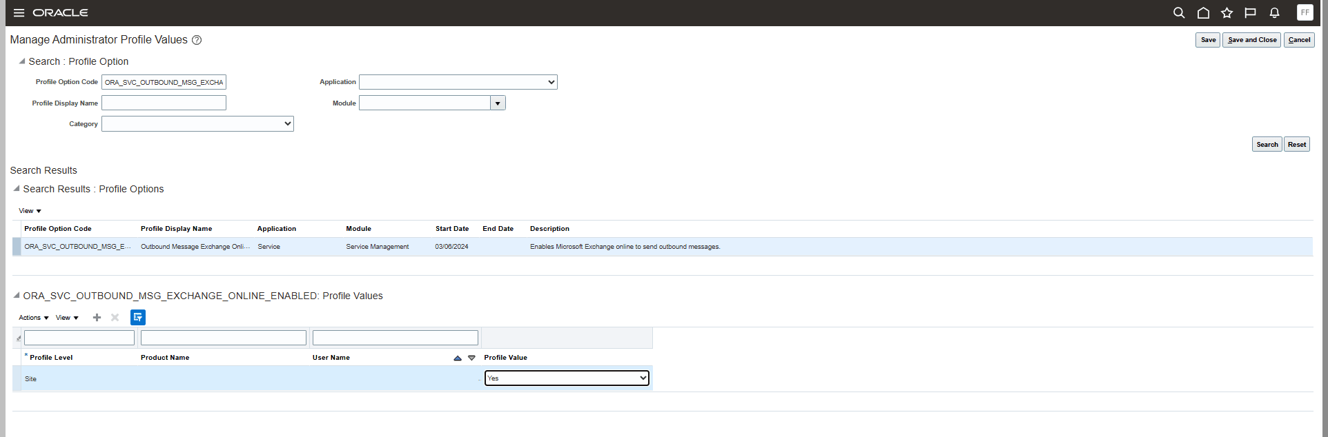 Manage Administrator Profile Values task