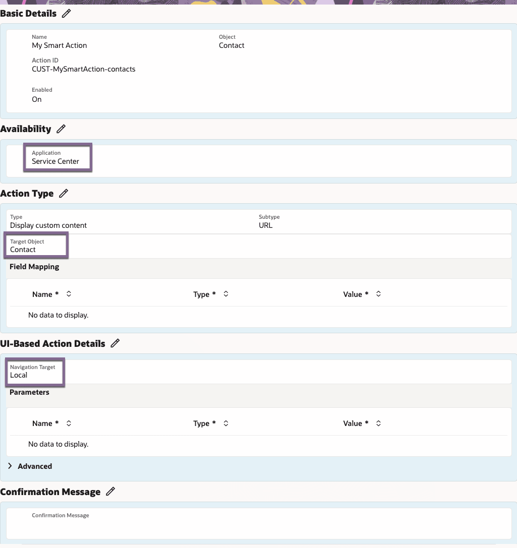Custom Smart Action - Service Contact