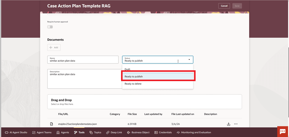 Upload JSON Document