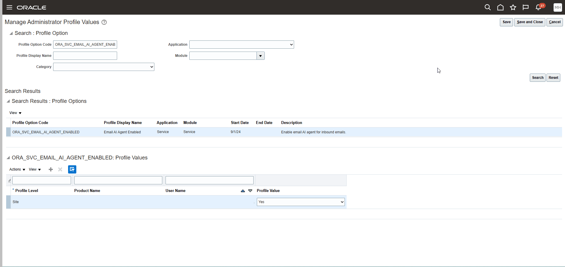 Manage Administrator Profile Values Task