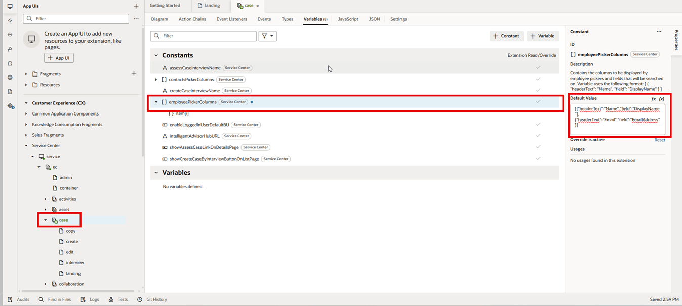 Changes to the EmployeePickerColumn