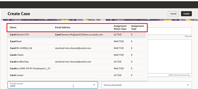 Default fields for Primary Contact when ORA_SVC_CASE_DEFAULT_STRIPE_CD = Help Desk Stripe
