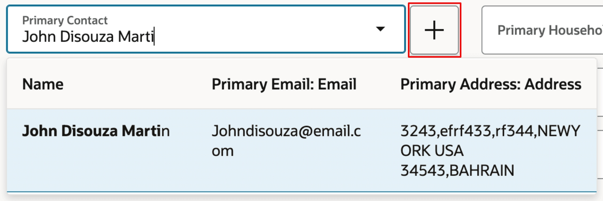 Screenshot of the Create Contact Button in Case Contact Folder