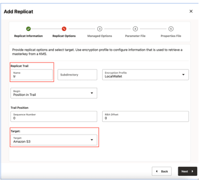 Enter Replicat Details. Enter Replicat Details.