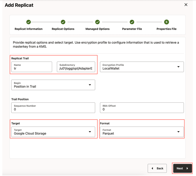 Enter Replicat Options. Enter Replicat Options.