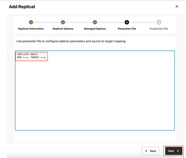 Enter Parameter File details and click Next. Enter Parameter File details and click Next.