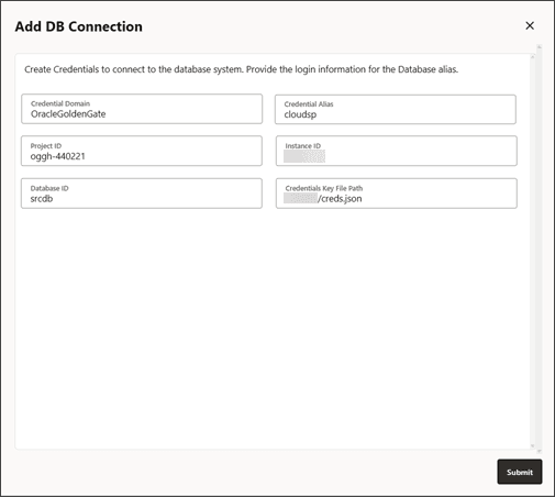 Adding a database connection on the target