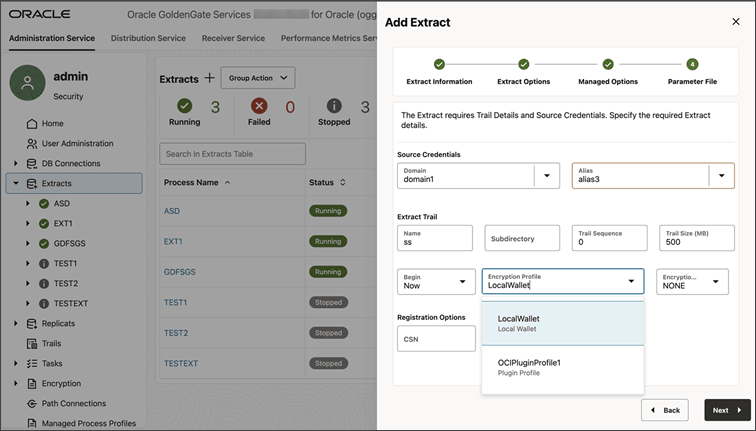 Adding Extract with encryption profile plugin