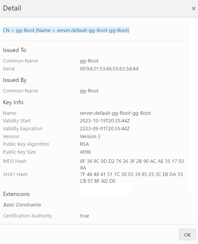 Certificate Details box