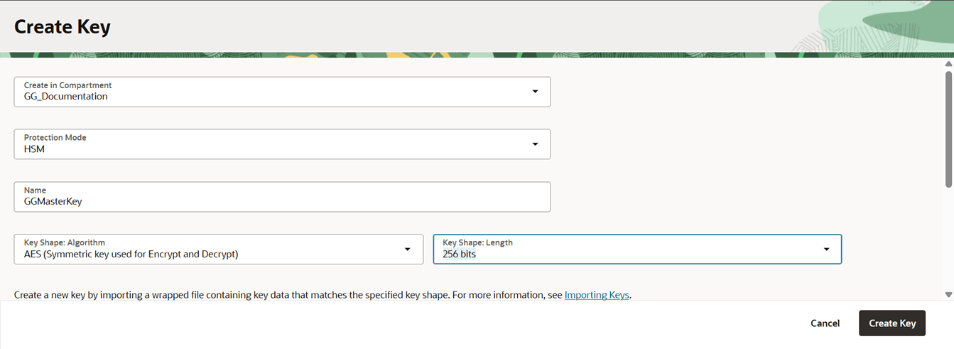 Creating the master key using the Create Master Key page. Creating the master key using the Create Master Key page.