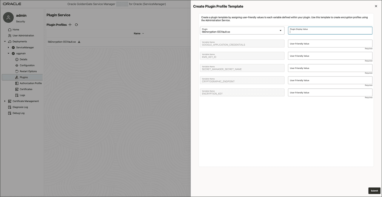 Enter appropriate values for each variable and submit.