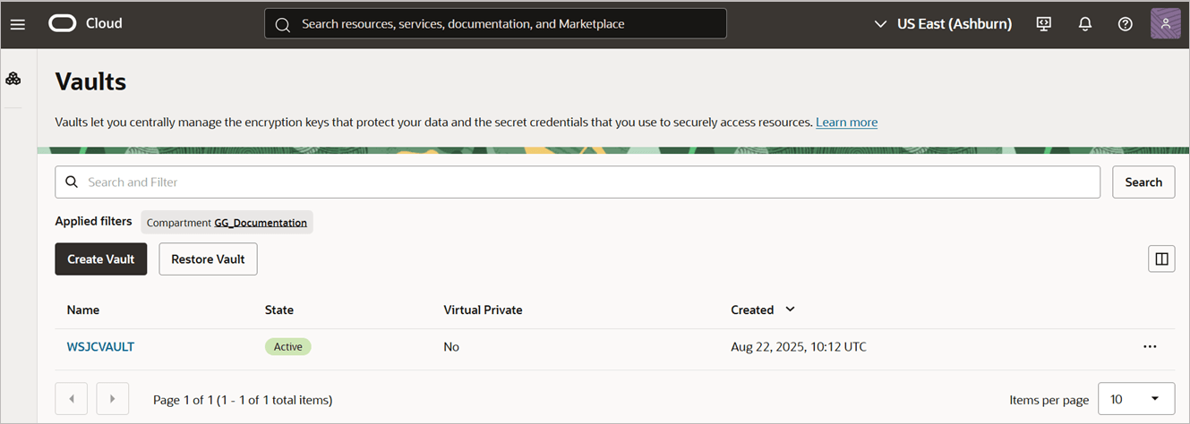 OCI KMS Key Vault OCI KMS Key Vault