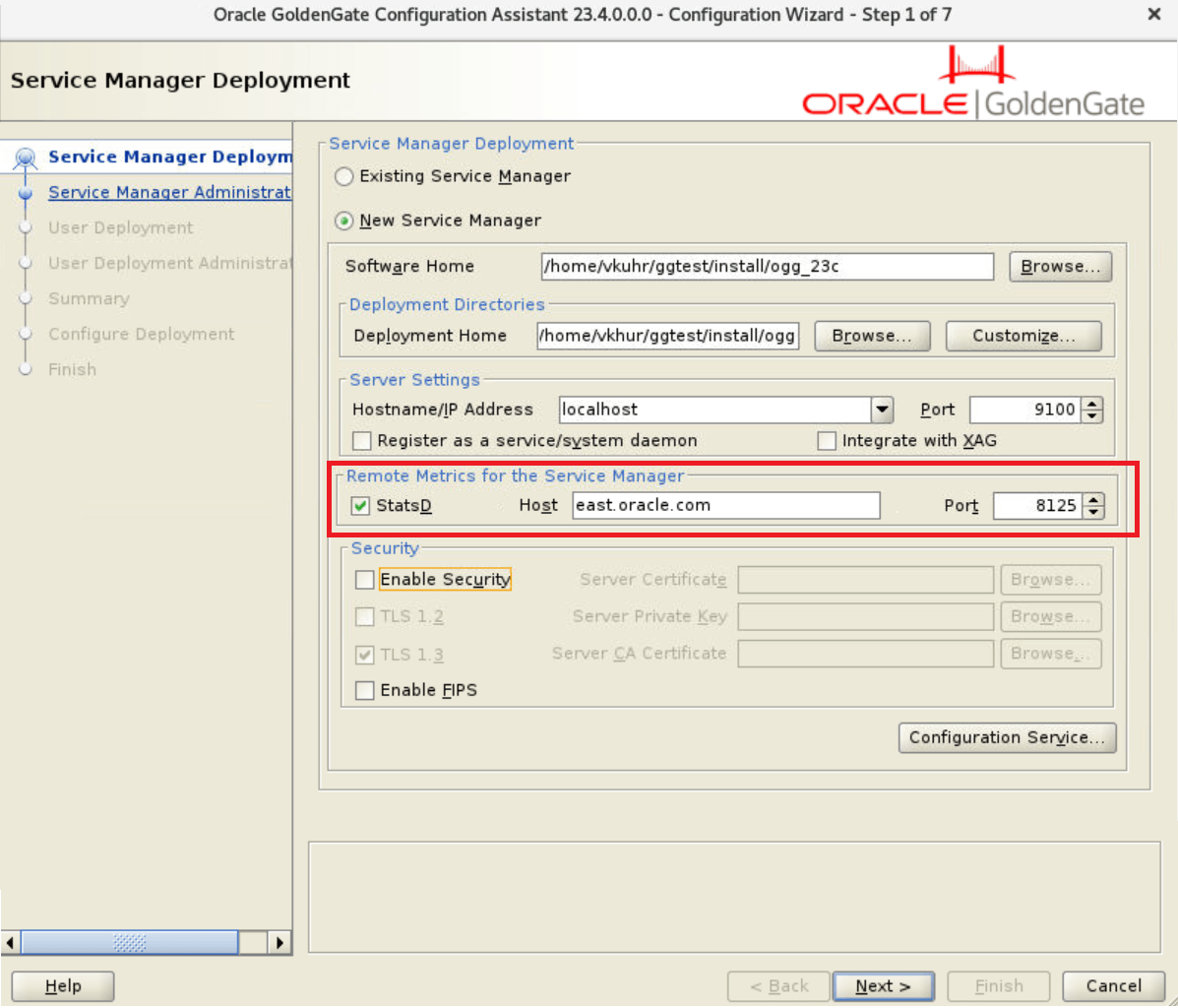 OGGCA Service Manager deployment screen with the StatsD option enabled OGGCA Service Manager deployment screen with the StatsD option enabled