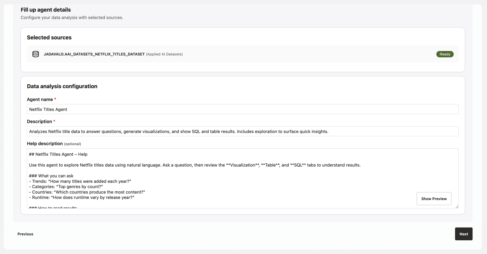 Define Agent Details