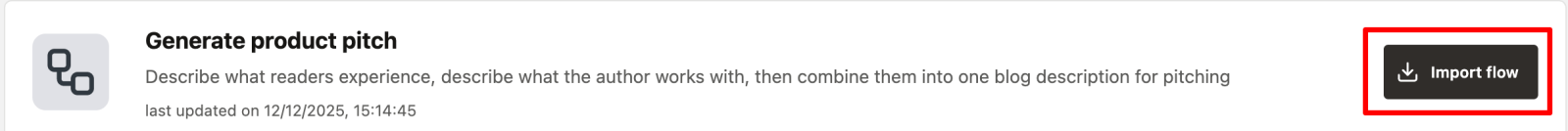 Generate Product Pitch Import