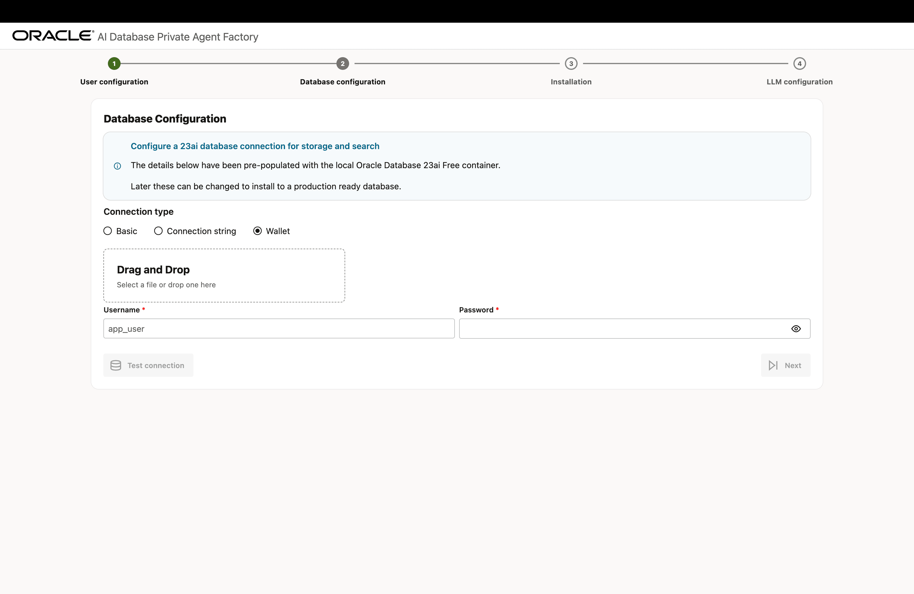 Database Configuration Using Wallet Database Configuration Using Wallet File