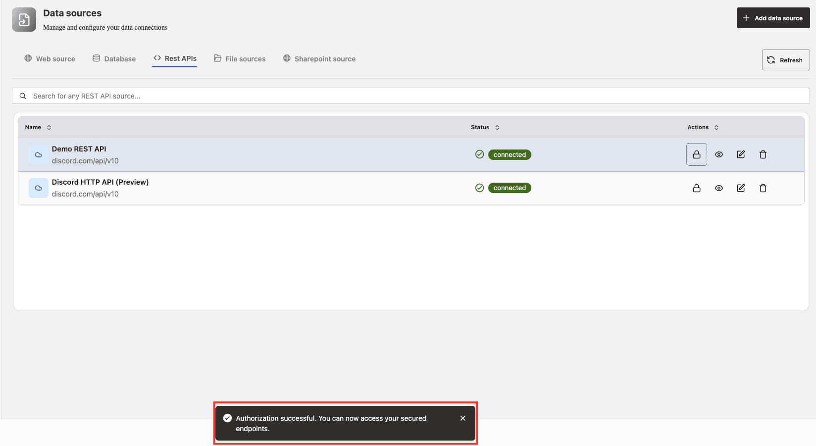 Confirmation message