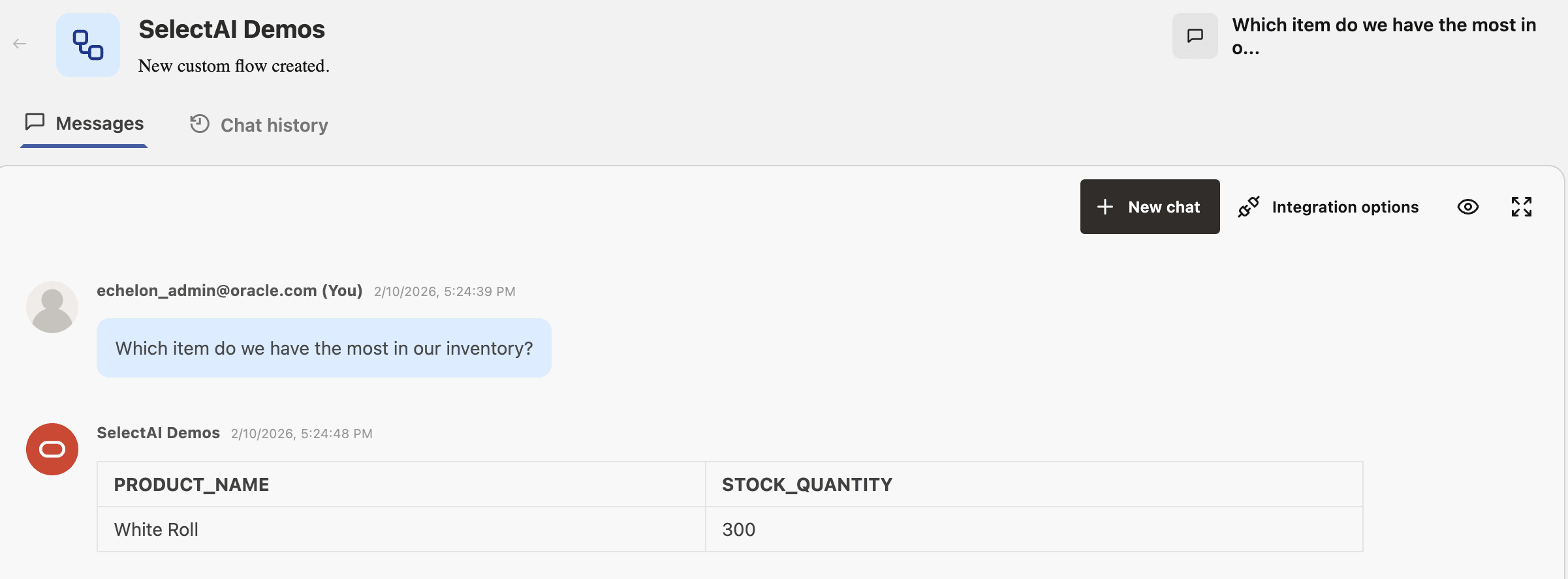Select AI RunSQL Action