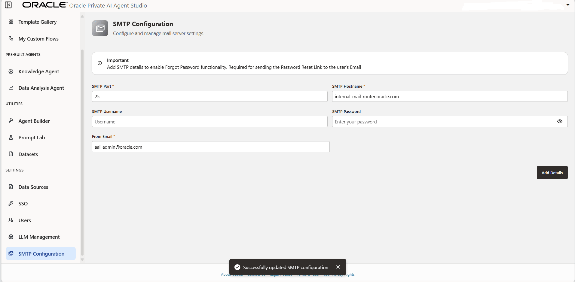 SMTP Configuration SMTP Configuration