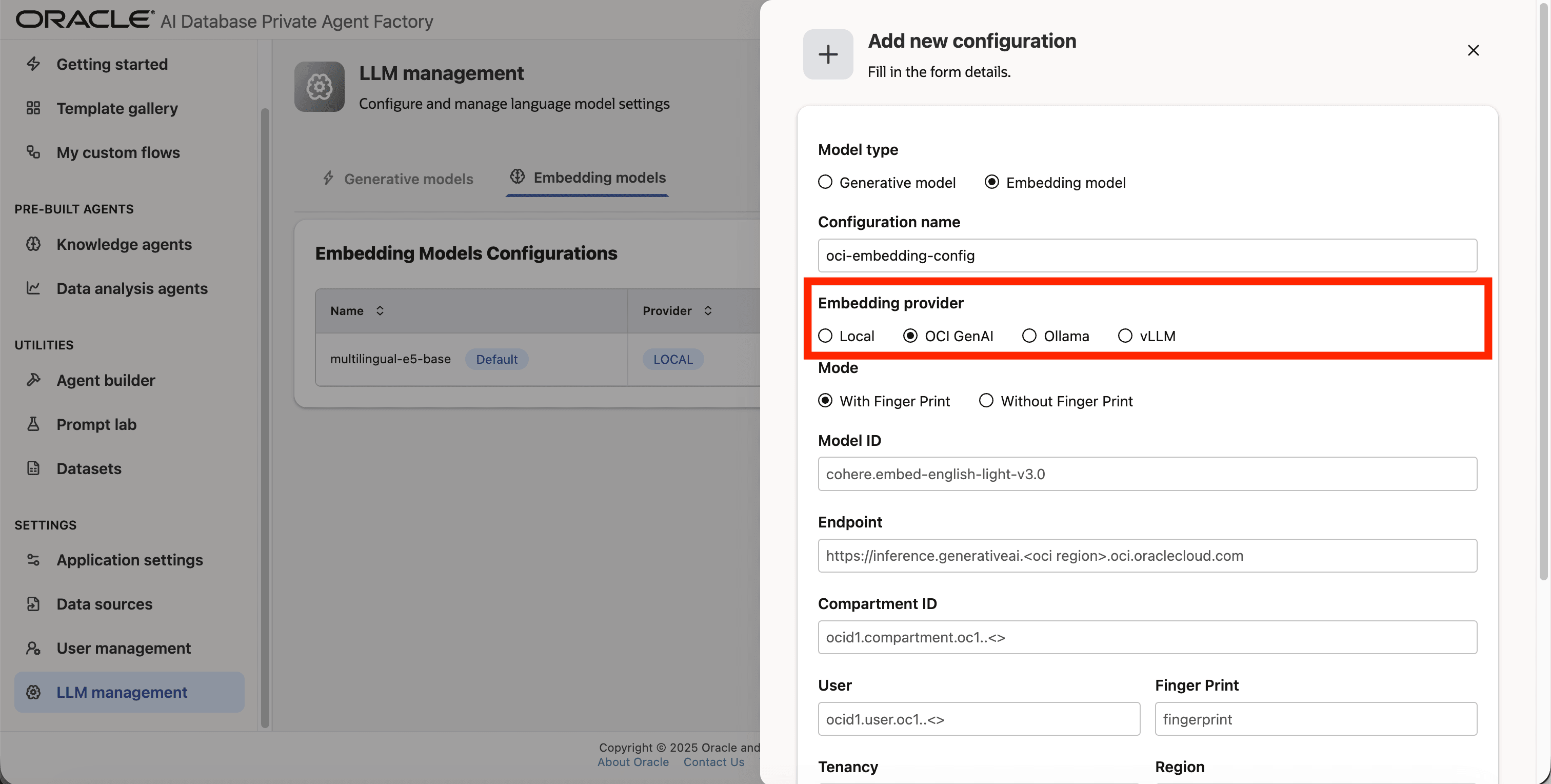 Pick embedding models