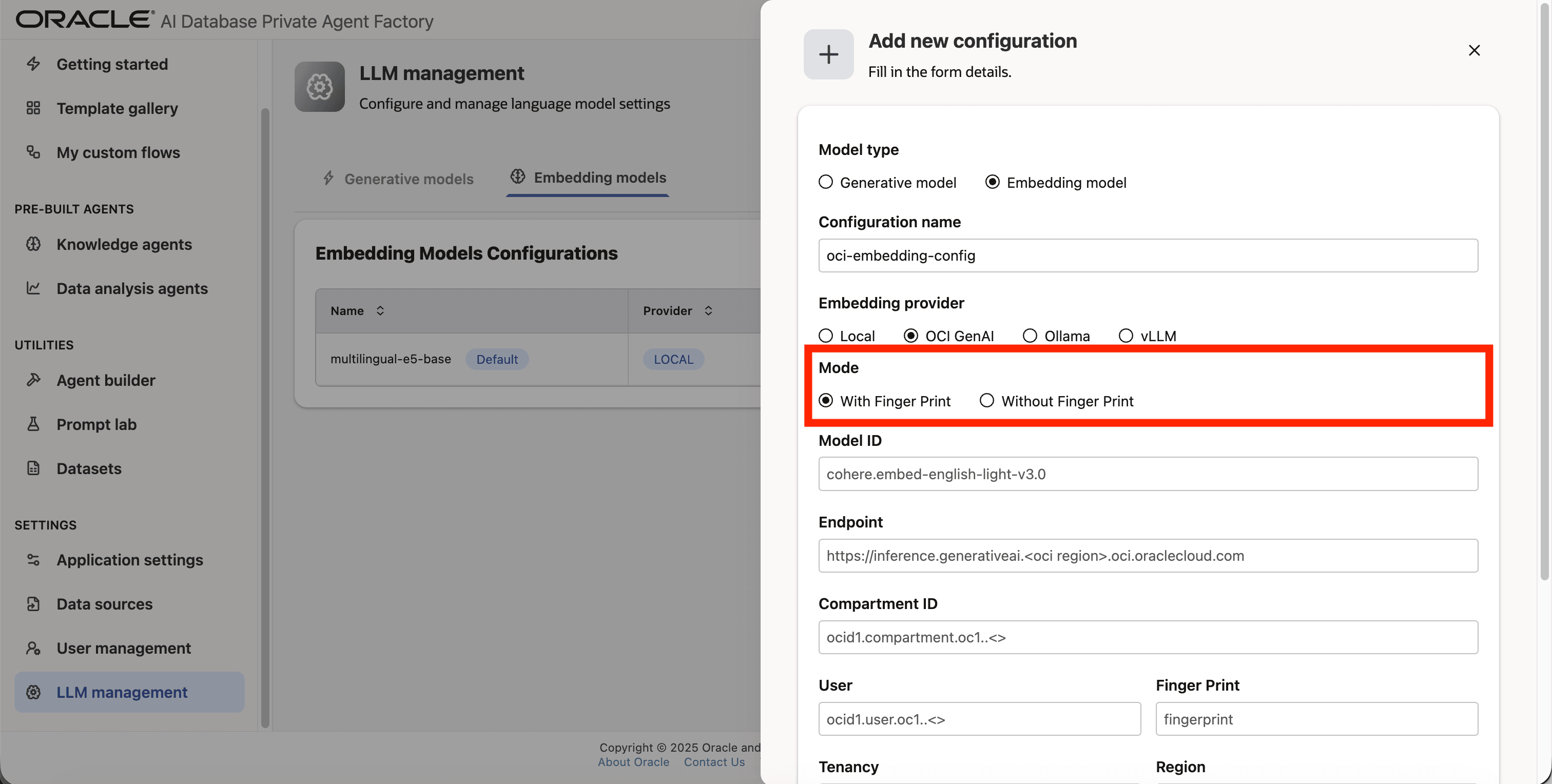 Pick embedding models