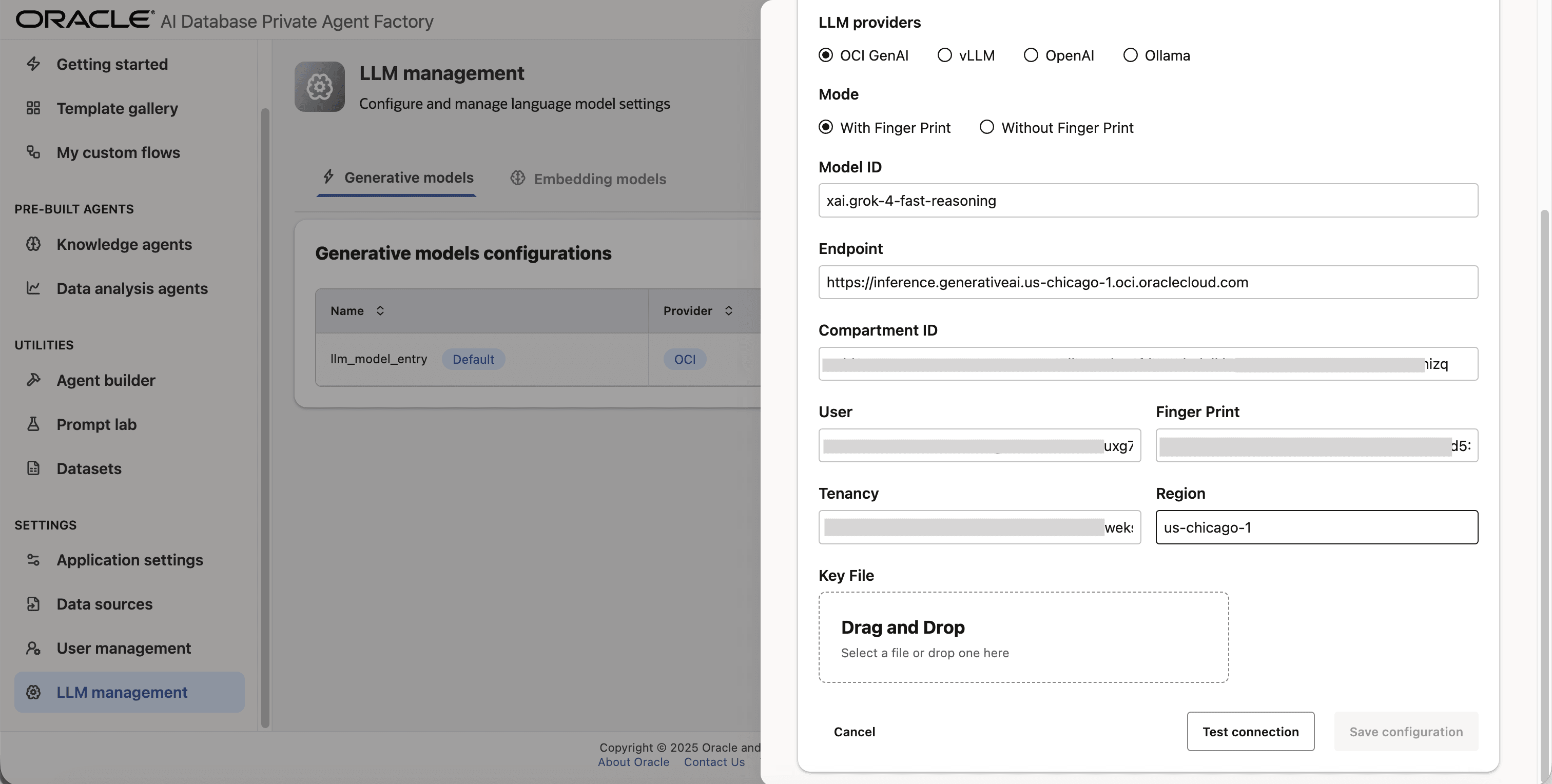 Fill OCI credentials
