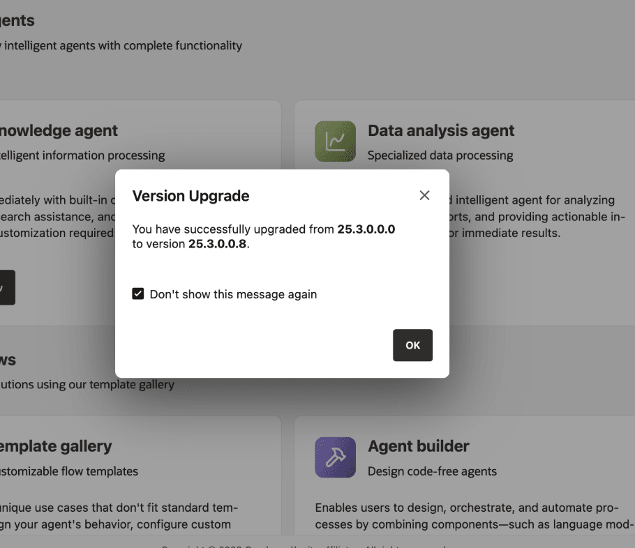 Version Upgrade Confirmation Version Upgrade