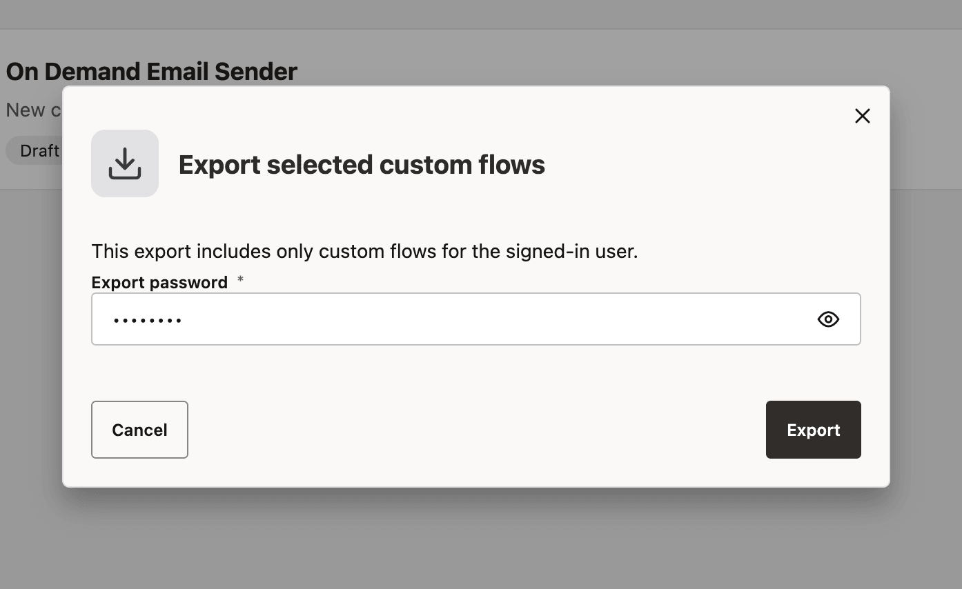 Export Selected Custom Flows Export Selected Custom Flows