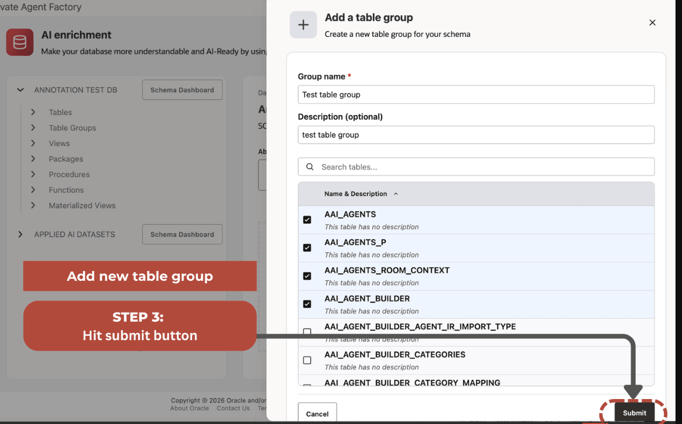 Add Table Groups