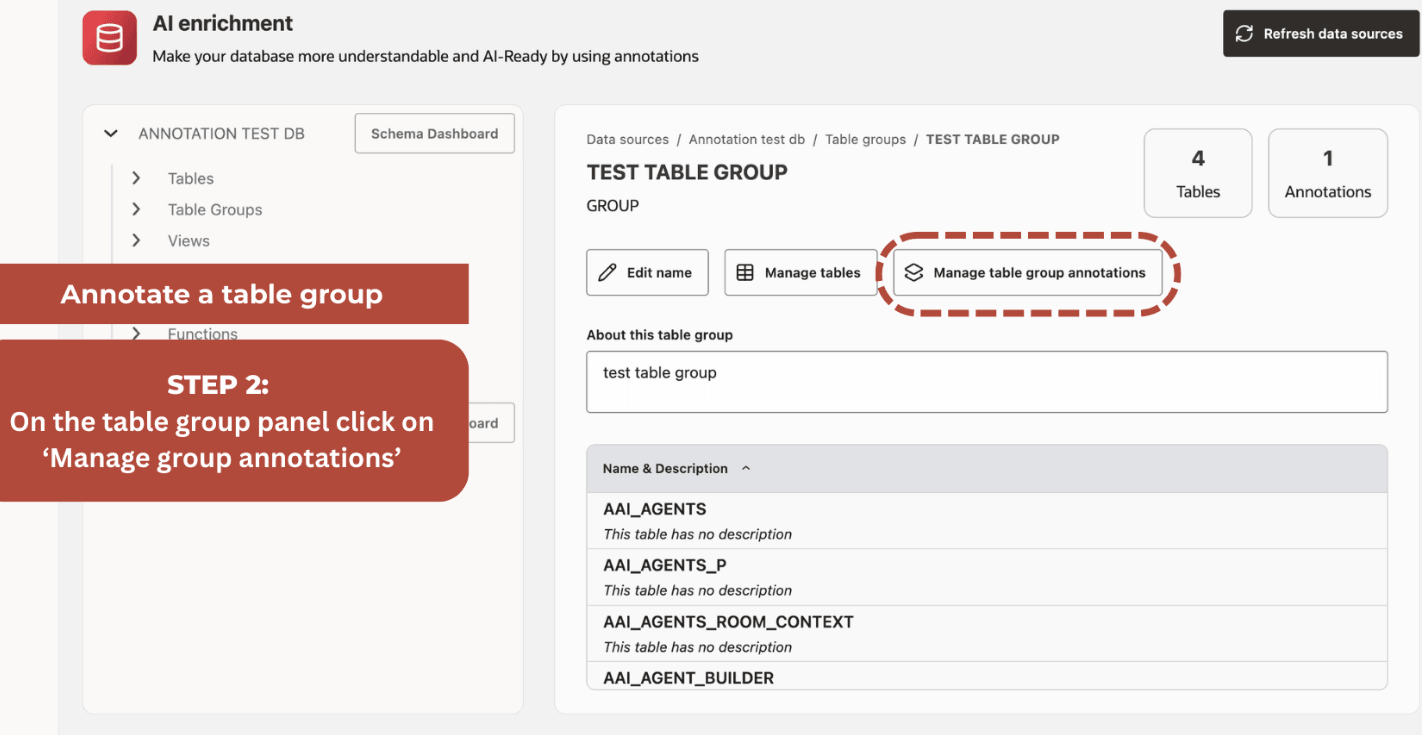 Manage Table Group Annotations