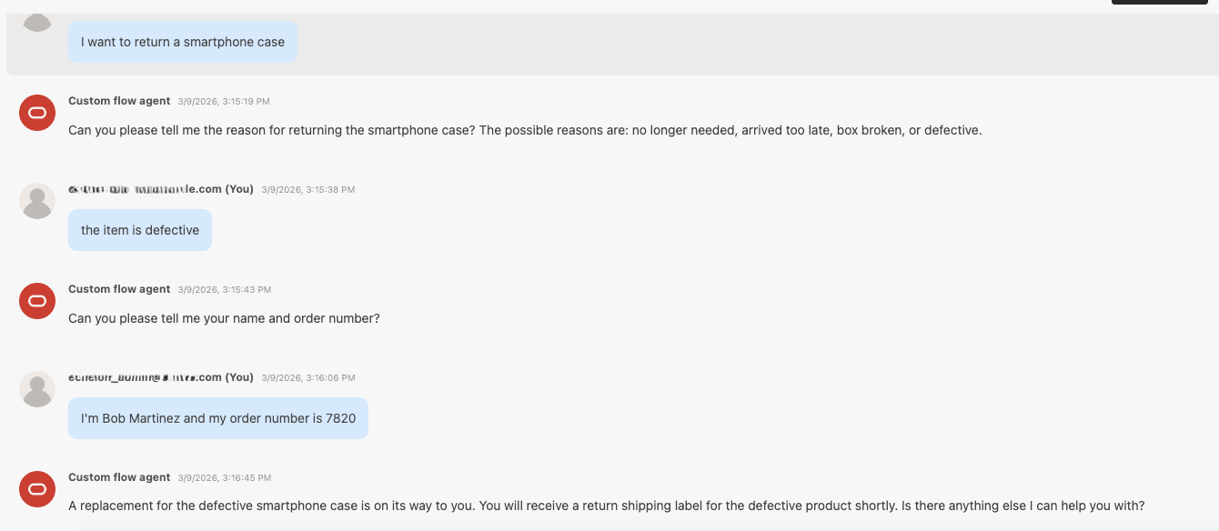 Product Return Workflow Output Product Return Workflow