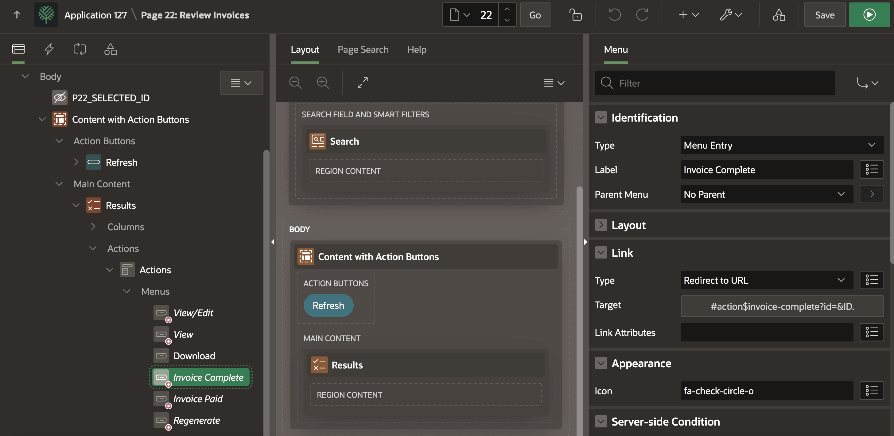 Defining Menu and Submenu Options in an Action Position Defining Menu and Submenu Options in an Action Position