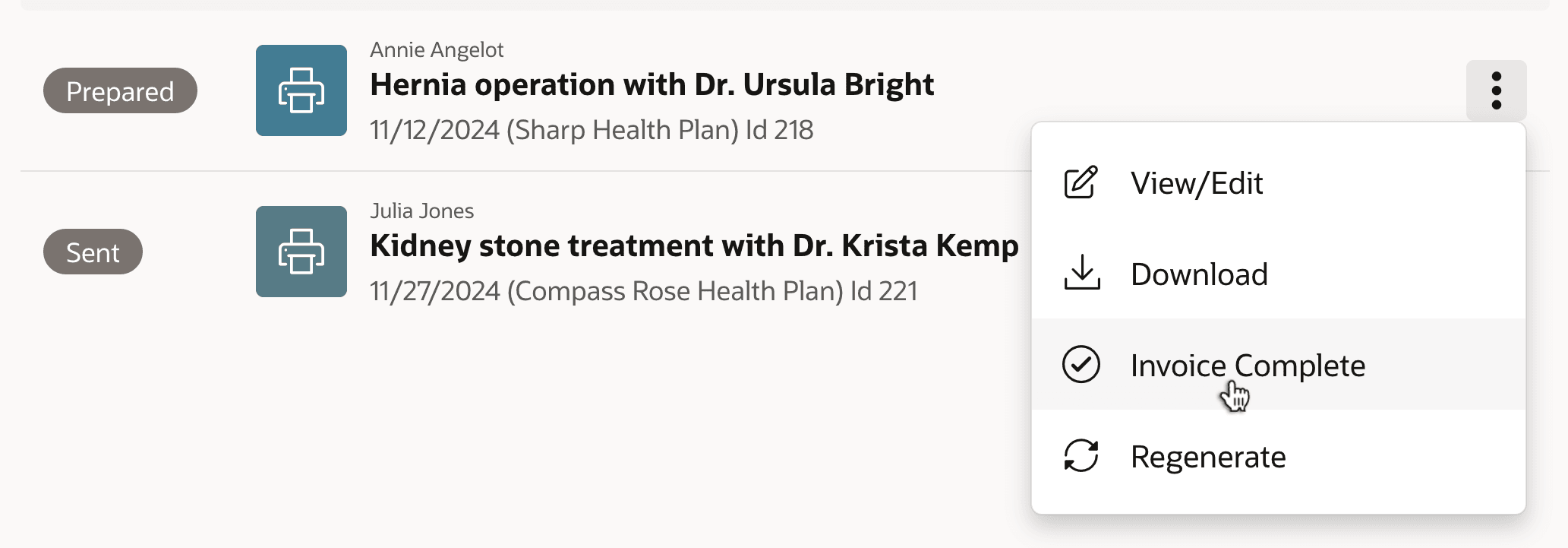 End User Choosing a Template Component Row Action End User Choosing a Template Component Row Action