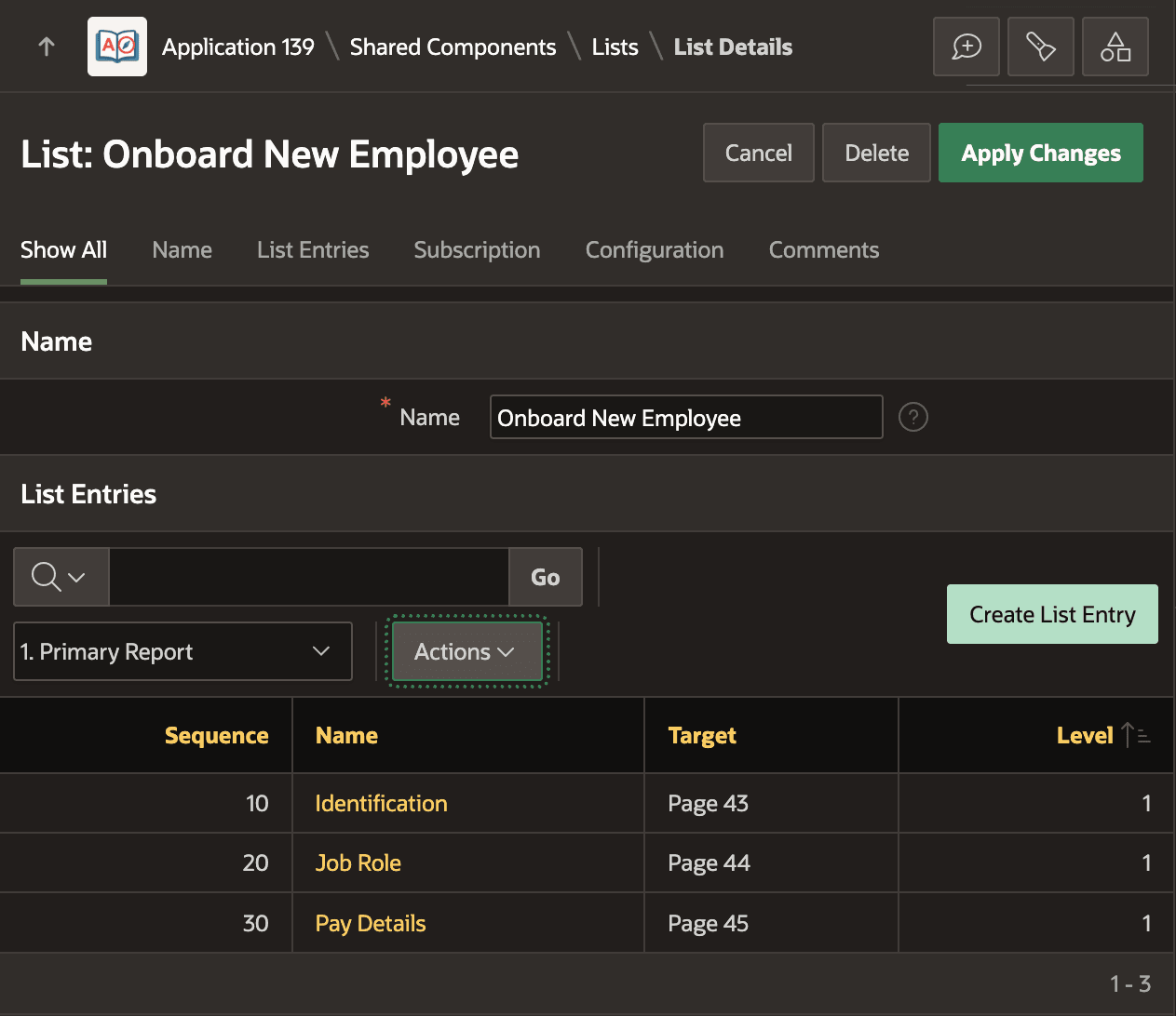 List Shared Component Defining Wizard Step Pages and Titles