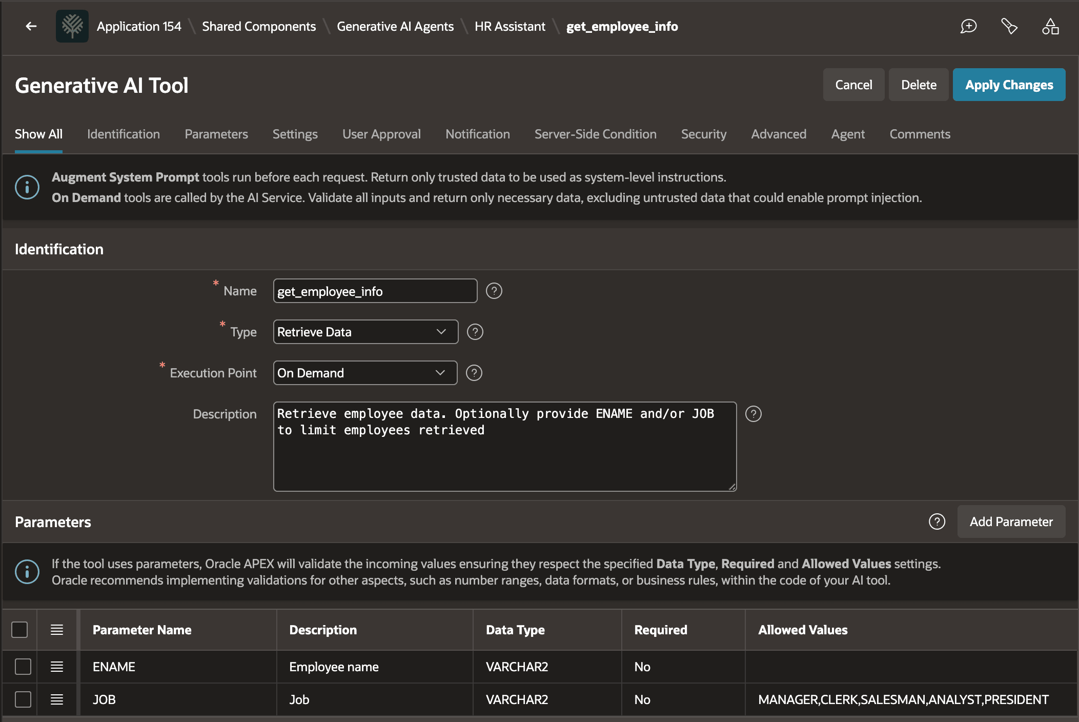Defining a Retrieve Data On-Demand Tool with Optional Parameters Defining a Retrieve Data On-Demand Tool with Optional Parameters